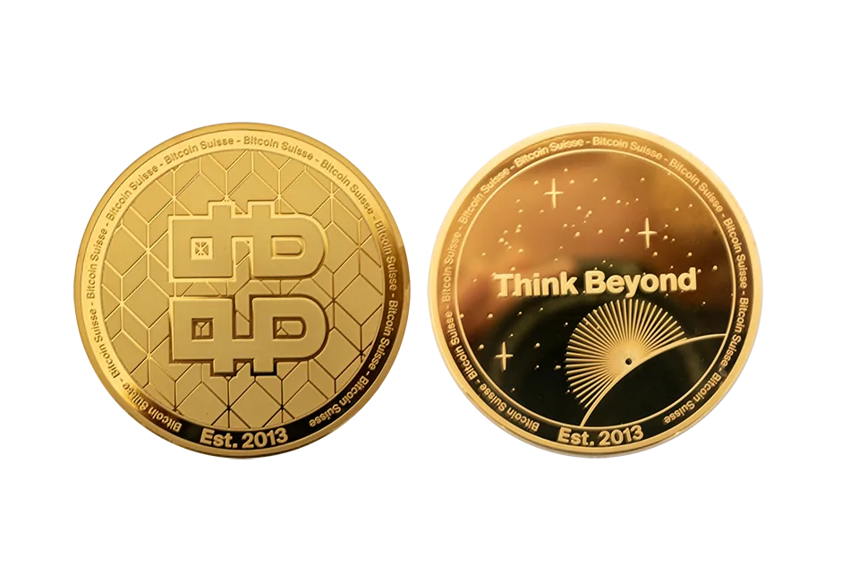Pièce personnalisée Bitcoin Suisse «Think Beyond»