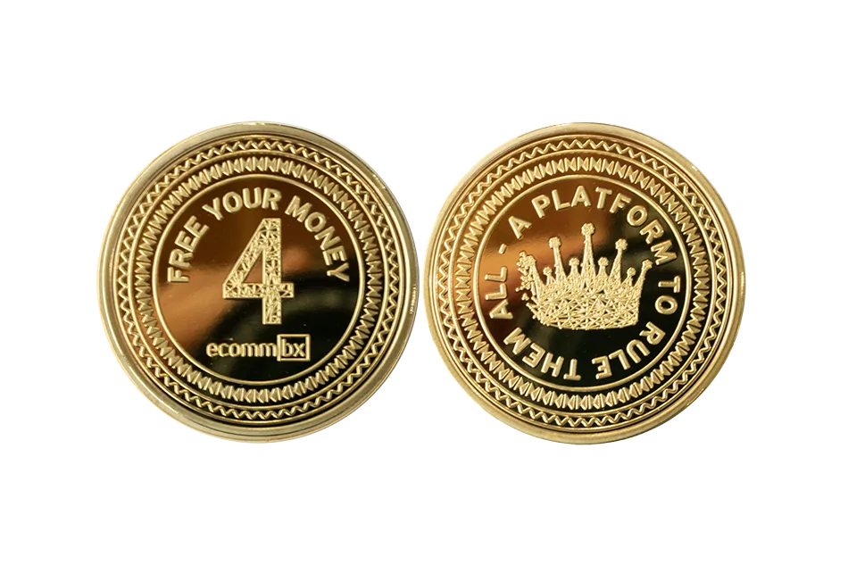 Pièce crypto personnalisée finition or