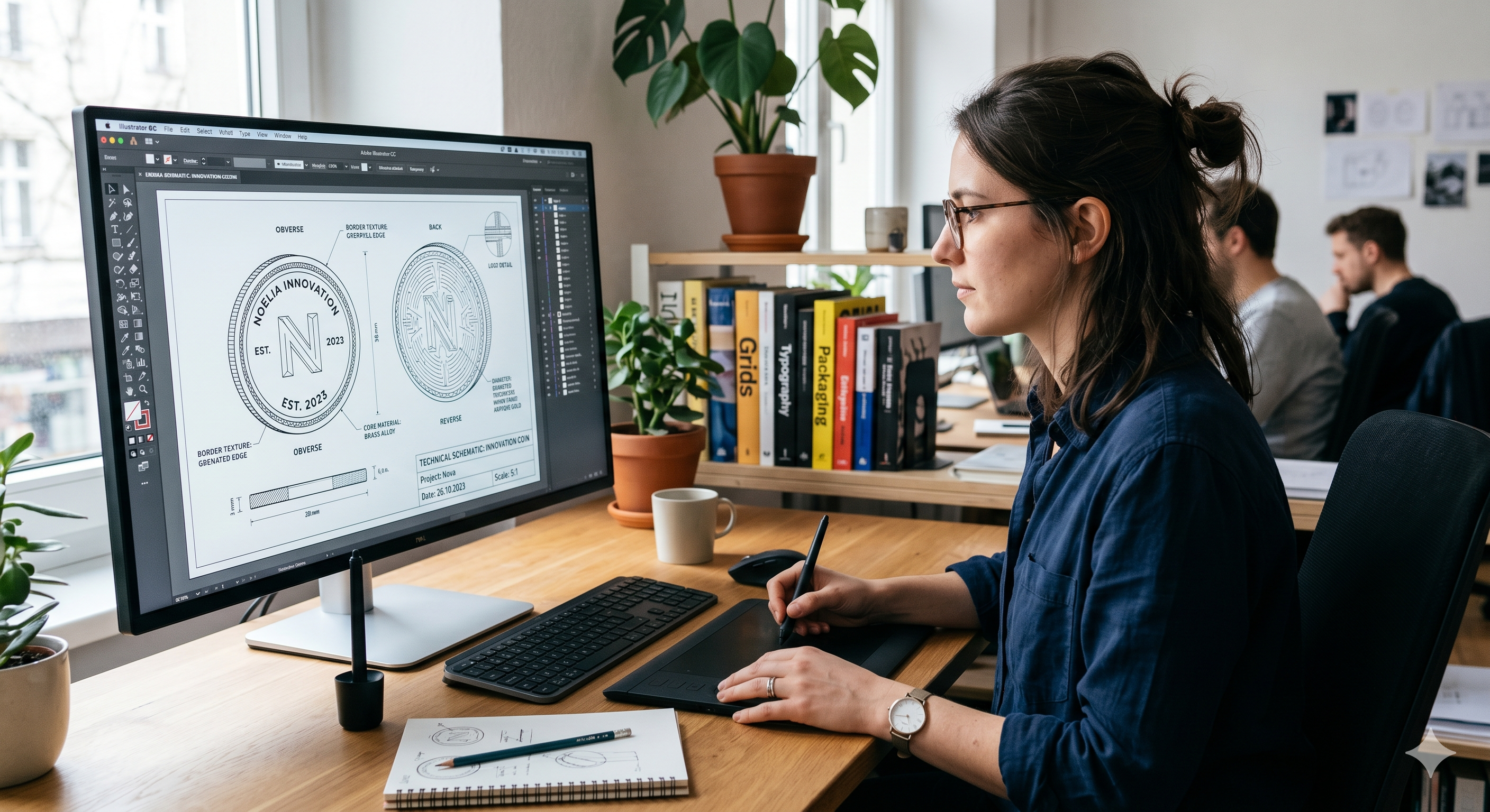 Canada Coin in-house designer working on a custom challenge coin layout