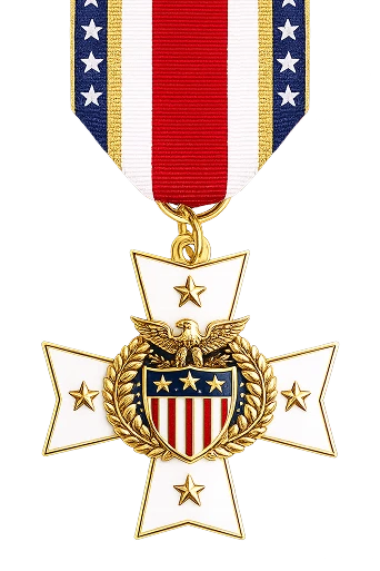 Detail of military medal heraldic enamel