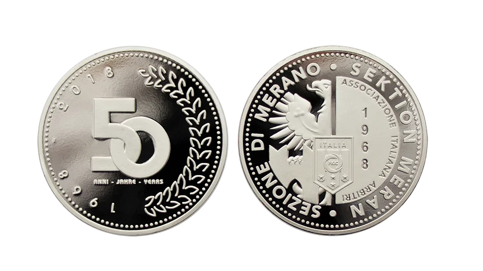 Custom silver coin — 50-year anniversary, Sektion Meran